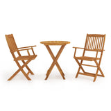 NNEVL 3 Piece Folding Bistro Set solid Acacia Wood