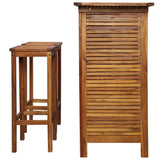 NNEVL Bar Table and Chair Set 3 Pieces Solid Acacia Wood
