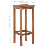 NNEVL Bar Table and Chair Set 3 Pieces Solid Acacia Wood
