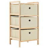 NNEVL Storage Rack with 3 Fabric Baskets Cedar Wood Beige