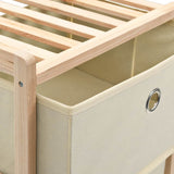 NNEVL Storage Rack with 3 Fabric Baskets Cedar Wood Beige