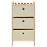 NNEVL Storage Rack with 3 Fabric Baskets Cedar Wood Beige