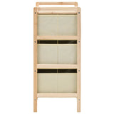 NNEVL Storage Rack with 3 Fabric Baskets Cedar Wood Beige