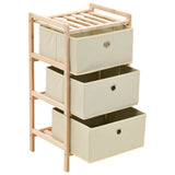 NNEVL Storage Rack with 3 Fabric Baskets Cedar Wood Beige