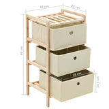 NNEVL Storage Rack with 3 Fabric Baskets Cedar Wood Beige
