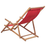 NNEVL Folding Beach Chair Fabric and Wooden Frame Red