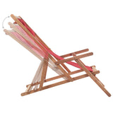 NNEVL Folding Beach Chair Fabric and Wooden Frame Red