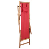 NNEVL Folding Beach Chair Fabric and Wooden Frame Red