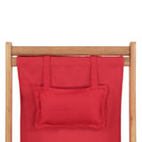 NNEVL Folding Beach Chair Fabric and Wooden Frame Red