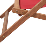 NNEVL Folding Beach Chair Fabric and Wooden Frame Red