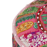 NNEVL Patchwork Pouffe Round Cotton Handmade 40x20 cm Pink