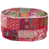 NNEVL Patchwork Pouffe Round Cotton Handmade 40x20 cm Pink