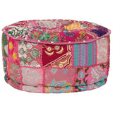 NNEVL Patchwork Pouffe Round Cotton Handmade 40x20 cm Pink
