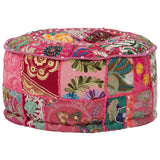 NNEVL Patchwork Pouffe Round Cotton Handmade 40x20 cm Pink
