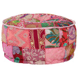 NNEVL Patchwork Pouffe Round Cotton Handmade 40x20 cm Pink
