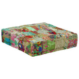 NNEVL Patchwork Pouffe Square Cotton Handmade 50x50x12 cm Green