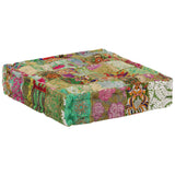 NNEVL Patchwork Pouffe Square Cotton Handmade 50x50x12 cm Green