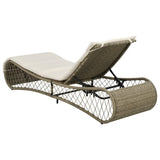NNEVL Sun Lounger with Cushion Poly Rattan Grey