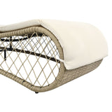 NNEVL Sun Lounger with Cushion Poly Rattan Grey