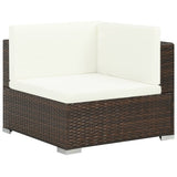 NNEVL 8 Piece Garden Lounge Set with Cushions Poly Rattan Brown