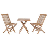 NNEVL 3 Piece Folding Bistro Set Solid Teak Wood
