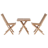 NNEVL 3 Piece Folding Bistro Set Solid Teak Wood