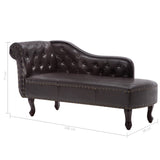 NNEVL Chaise Longue Dark Brown Faux Leather