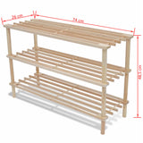 NNEVL Wooden Shoe Rack 3-Tier 2 pcs