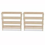 NNEVL Wooden Shoe Rack 4-Tier Shoe Shelf Storage 2 pcs