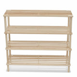 NNEVL Wooden Shoe Rack 4-Tier Shoe Shelf Storage 2 pcs