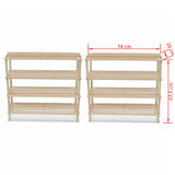 NNEVL Wooden Shoe Rack 4-Tier Shoe Shelf Storage 2 pcs