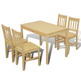 NNEVL Wooden Dining Table with 4 Chairs Natural