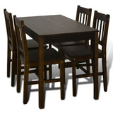 NNEVL Wooden Dining Table with 4 Chairs Brown