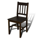 NNEVL Wooden Dining Table with 4 Chairs Brown