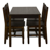 NNEVL Wooden Dining Table with 4 Chairs Brown