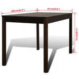 NNEVL Wooden Dining Table with 4 Chairs Brown