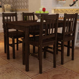 NNEVL Wooden Dining Table with 4 Chairs Brown
