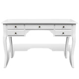 NNEVL Wooden French Desk with Curved Legs and 5 Drawers