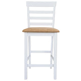 NNEVL White Wooden Bar Table and 4 Bar Chairs Set