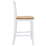 NNEVL White Wooden Bar Table and 4 Bar Chairs Set
