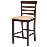 NNEVL Brown Wooden Bar Table and 4 Bar Chairs Set
