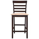 NNEVL Brown Wooden Bar Table and 4 Bar Chairs Set