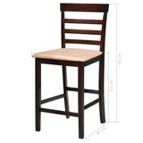 NNEVL Brown Wooden Bar Table and 4 Bar Chairs Set