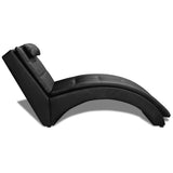 NNEVL Chaise Longue with Pillow Black Faux Leather