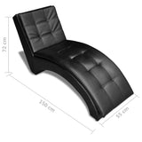 NNEVL Chaise Longue with Pillow Black Faux Leather