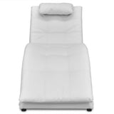 NNEVL Chaise Longue with Pillow White Faux Leather