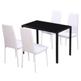 NNEVL Five Piece Dining Table Set Black and White