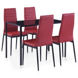 NNEVL Five Piece Dining Set Wine Red