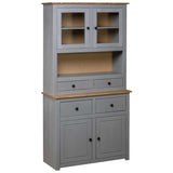 NNEVL Highboard Grey 93x40.5x180 cm Solid Pine Panama Range