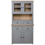 NNEVL Highboard Grey 93x40.5x180 cm Solid Pine Panama Range